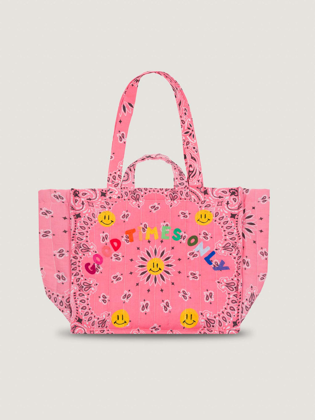 MEDIUM QUILTED CABAS TOTE- GOOD TIMES