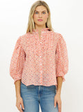 RUFFLE FRONT BUTTON BLOUSE
