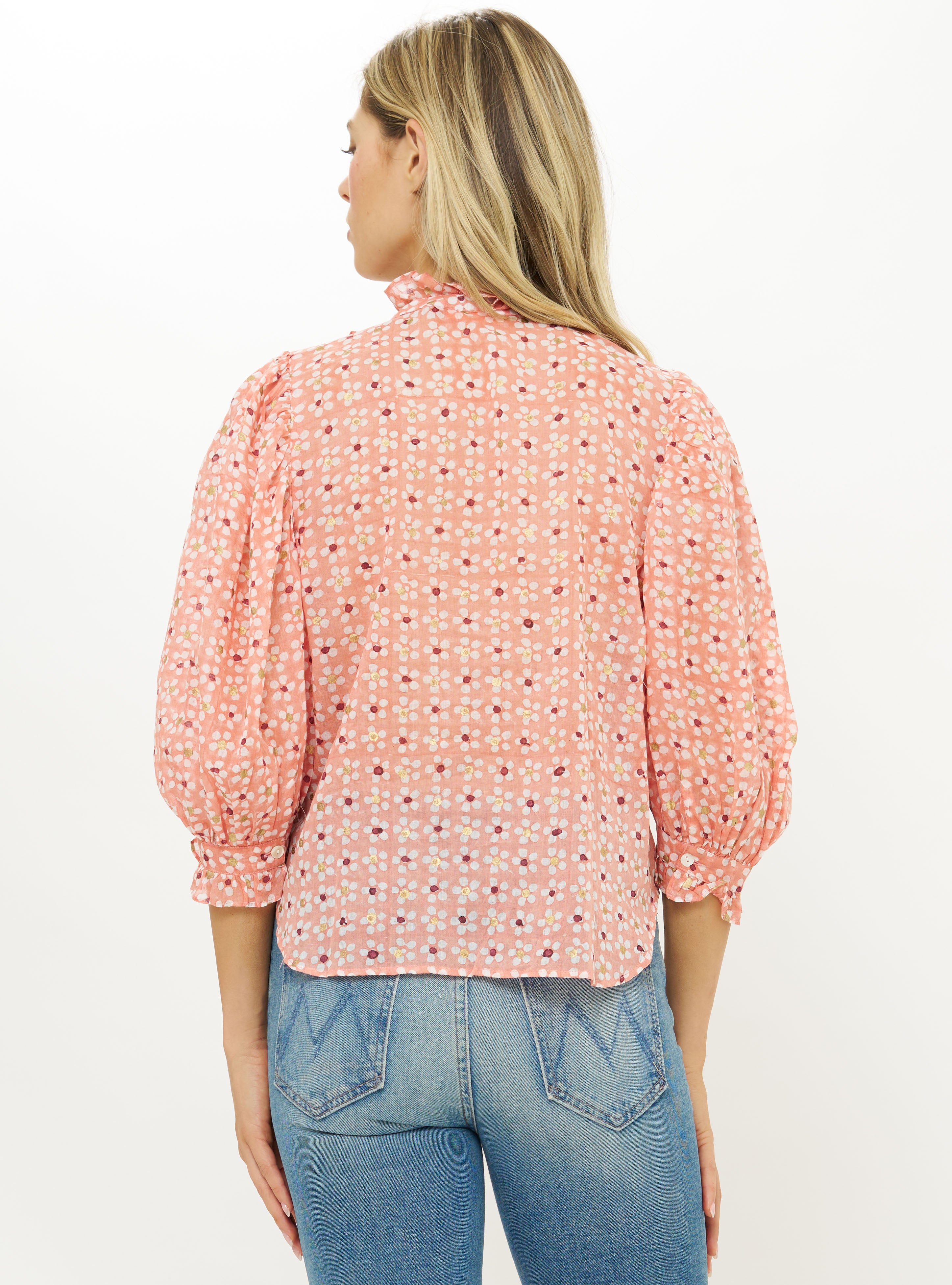RUFFLE FRONT BUTTON BLOUSE