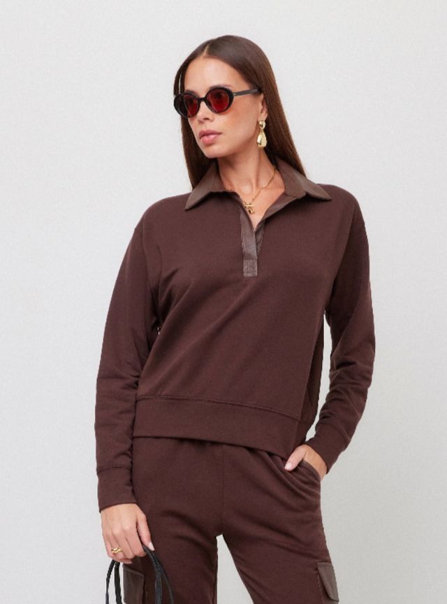 RACHEL CONTRAST COLLAR TOP