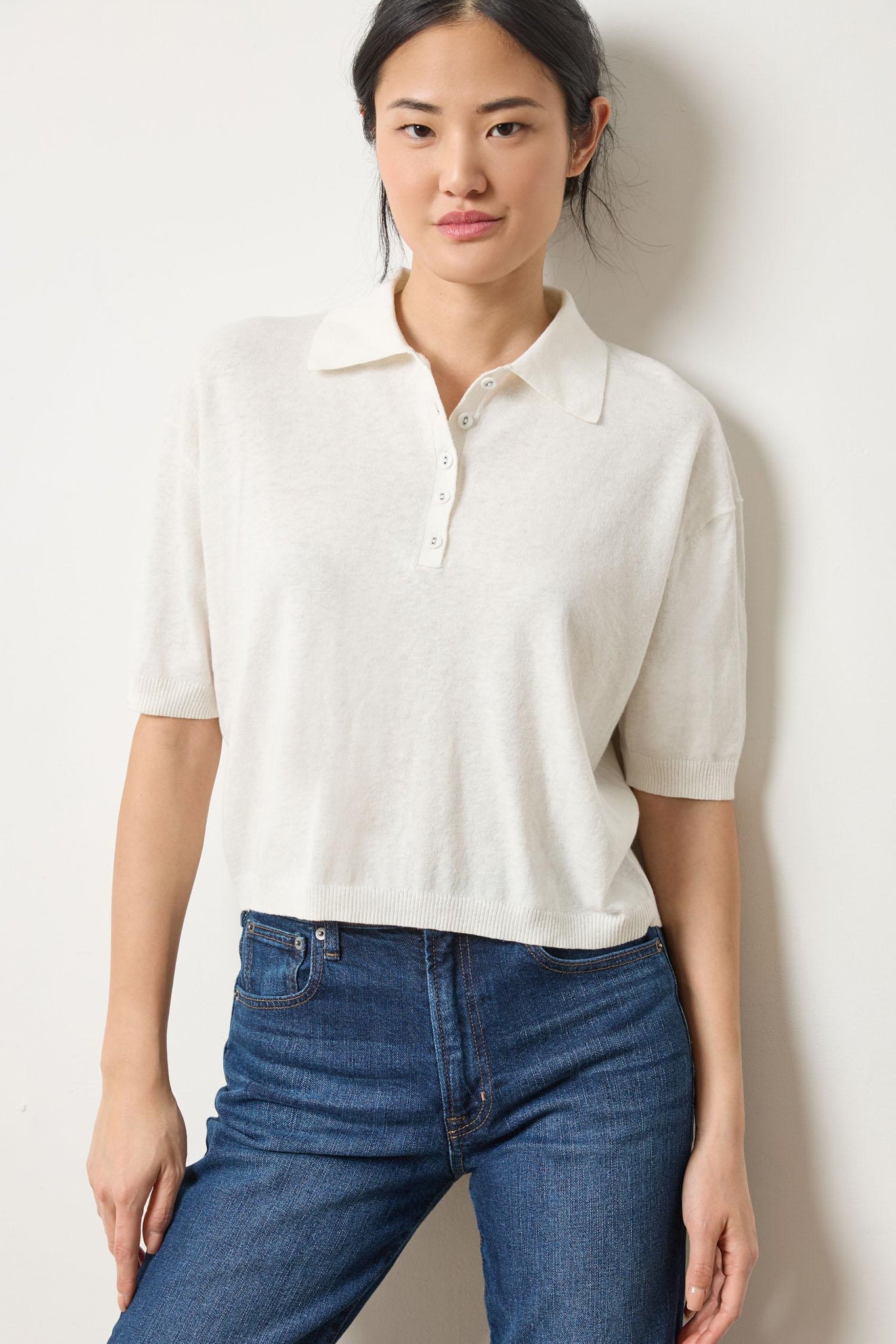 DROP SHOULDER POLO NECK SWEATER