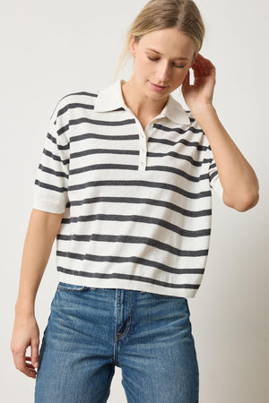 DROP SHOULDER POLO NECK SWEATER