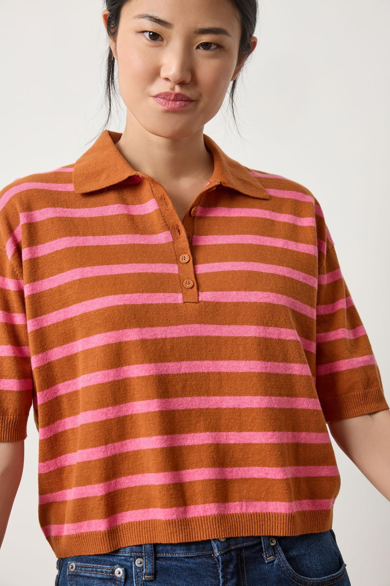 DROP SHOULDER POLO NECK SWEATER