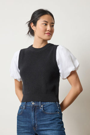 MIXED MEDIA PULLOVER SWEATER