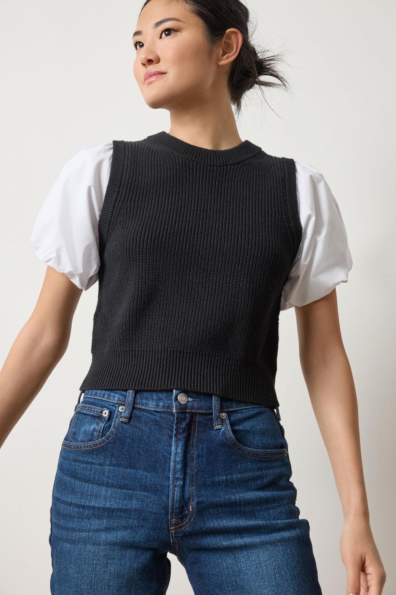 MIXED MEDIA PULLOVER SWEATER