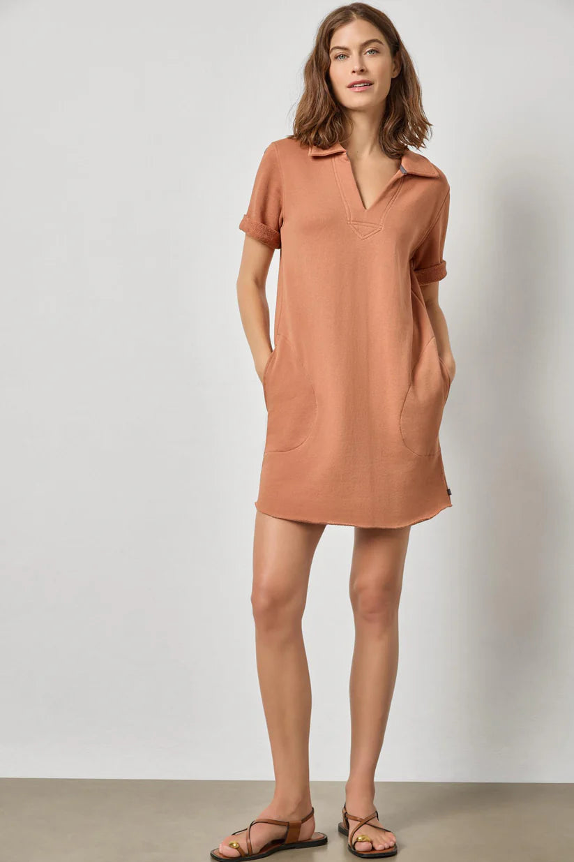 RAW HEM TERRY DRESS