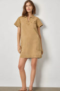 TWILL SPLIT NECK DRESS