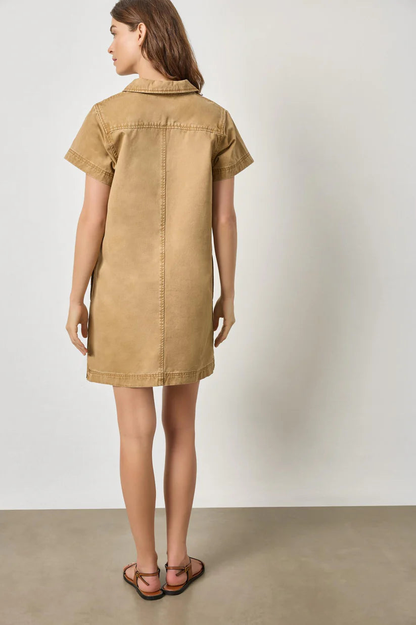 TWILL SPLIT NECK DRESS