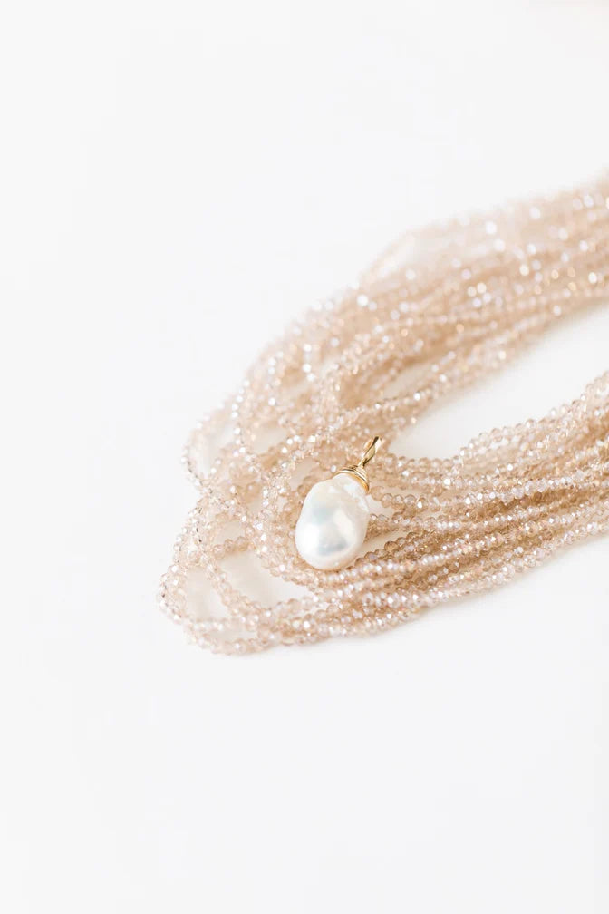 CHAMPAGNE CRYSTAL NECKLACE SILVER