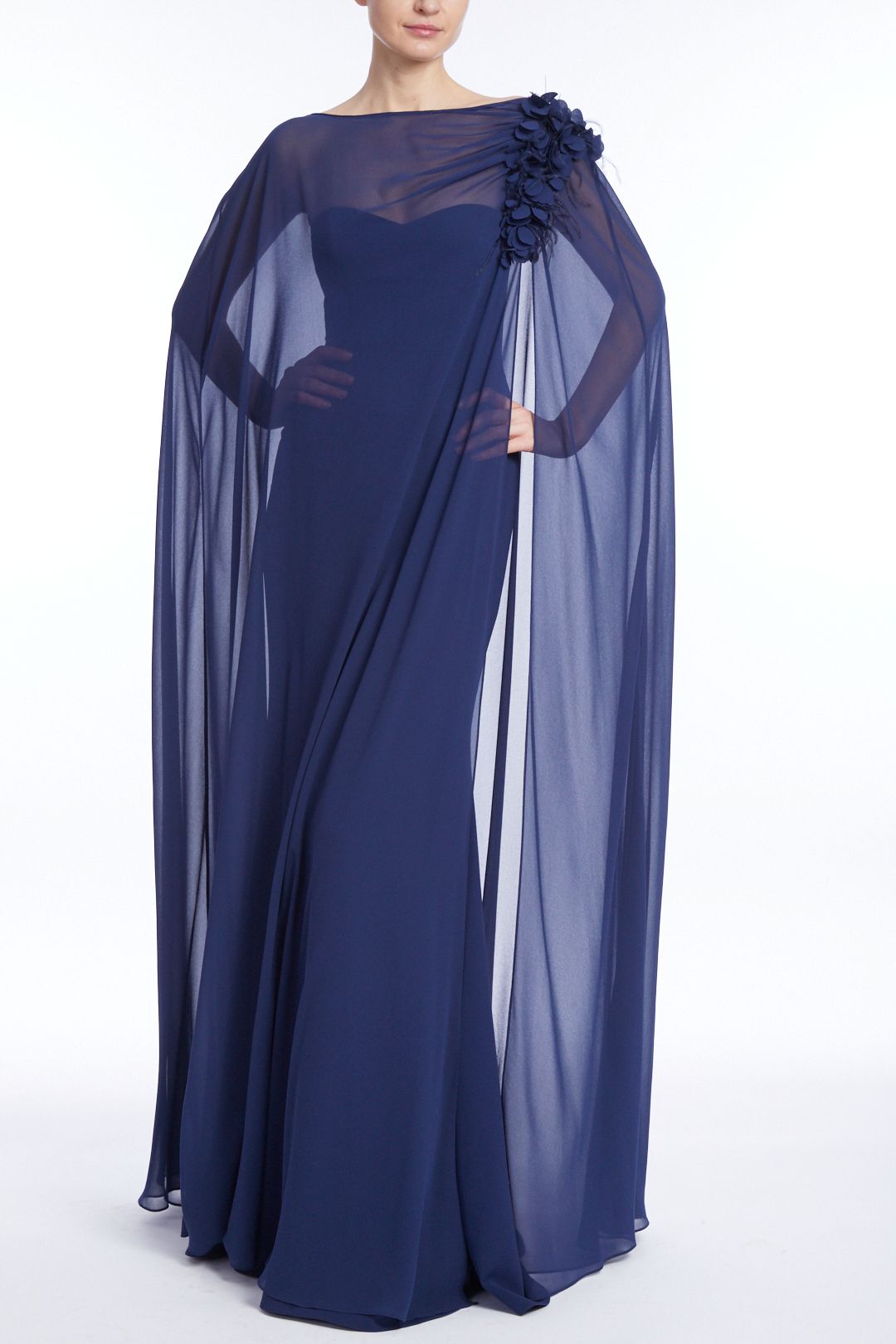 SHEER CAPED GOWN