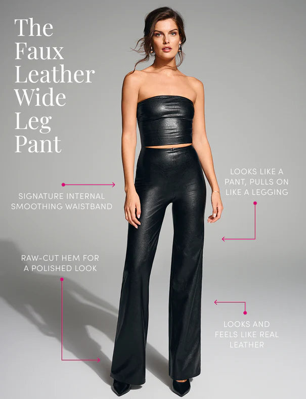 FAUX LEATHER CROPPED WIDE LEG PANT