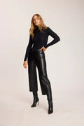 FAUX LEATHER CROPPED WIDE LEG PANT