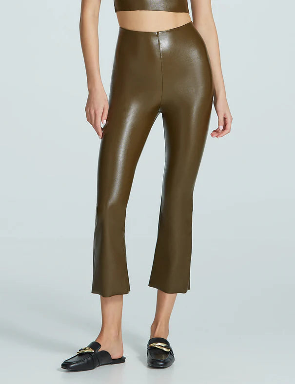 FAUX LEATHER CROPPED FLARE