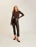 FAUX LEATHER CROPPED FLARE LEGGING