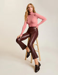 FAUX LEATHER CROPPED FLARE