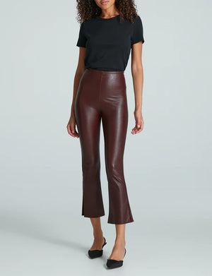 FAUX LEATHER CROPPED FLARE