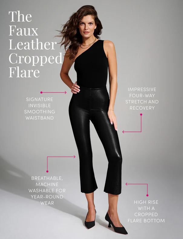 FAUX LEATHER CROPPED FLARE