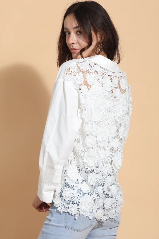COTTON LACE BACK SHIRT