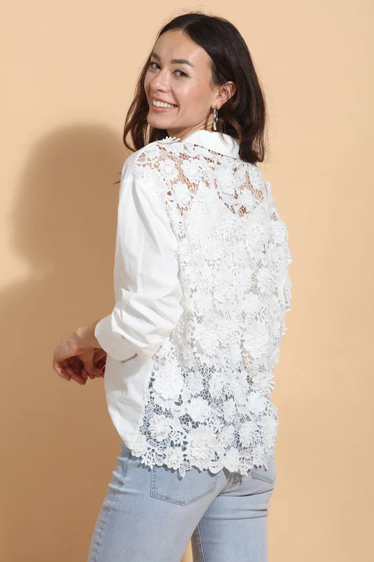 COTTON LACE BACK SHIRT
