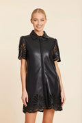 LEATHER LACE CUTOUT DRESS