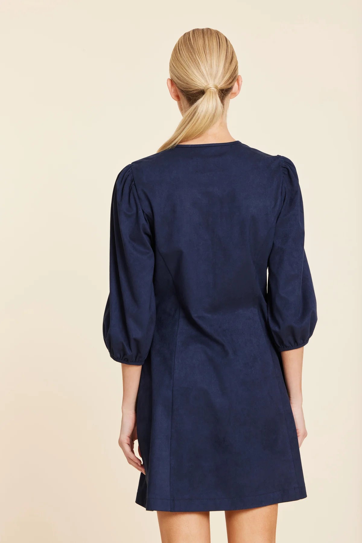 SUEDE GOLD BUTTON DRESS