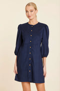 SUEDE GOLD BUTTON DRESS