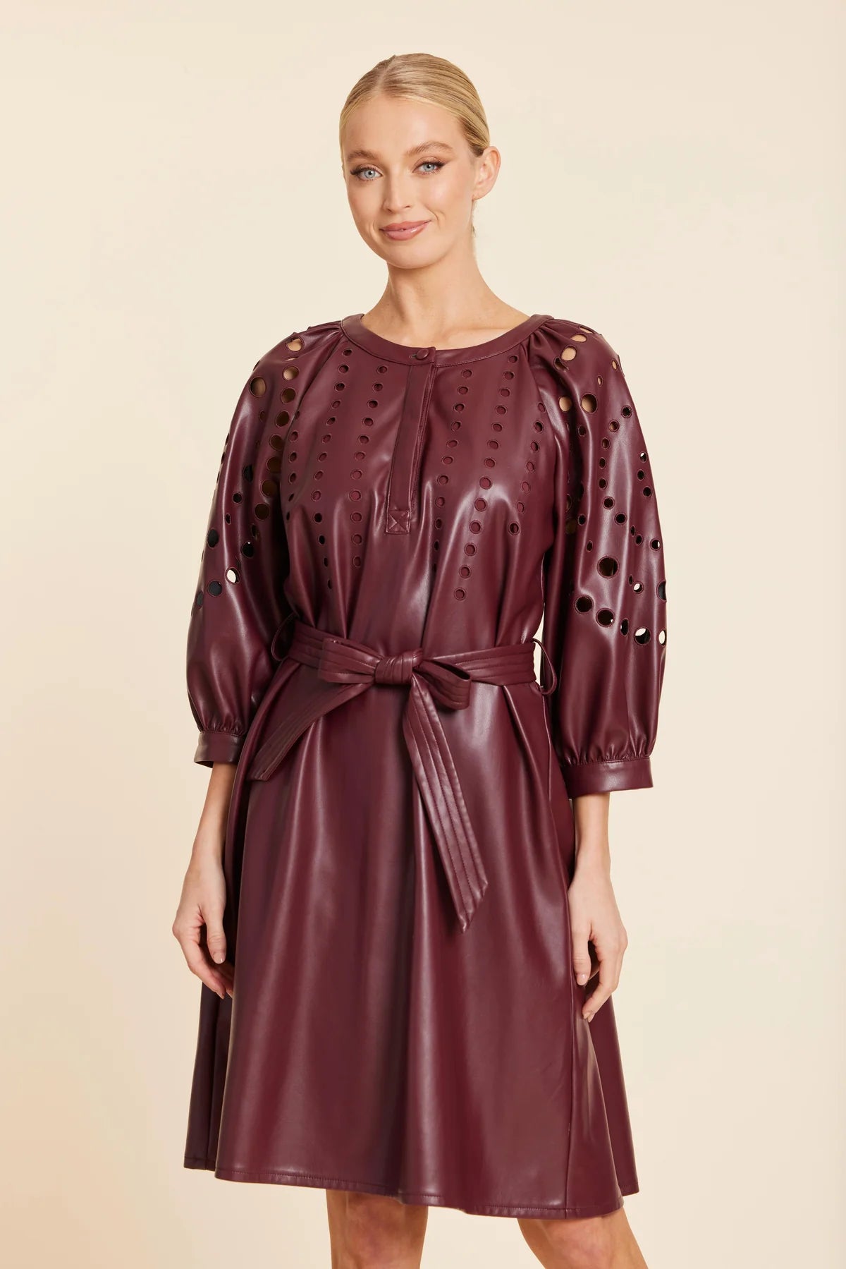 LEATHER CUTOUT CIRCLE DRESS