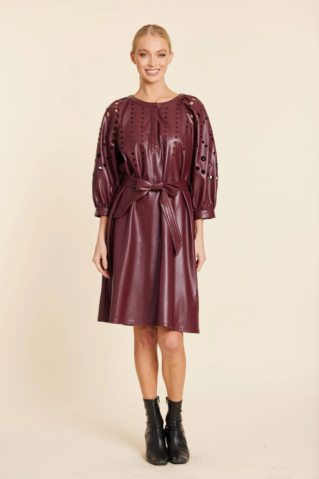 LEATHER CUTOUT CIRCLE DRESS