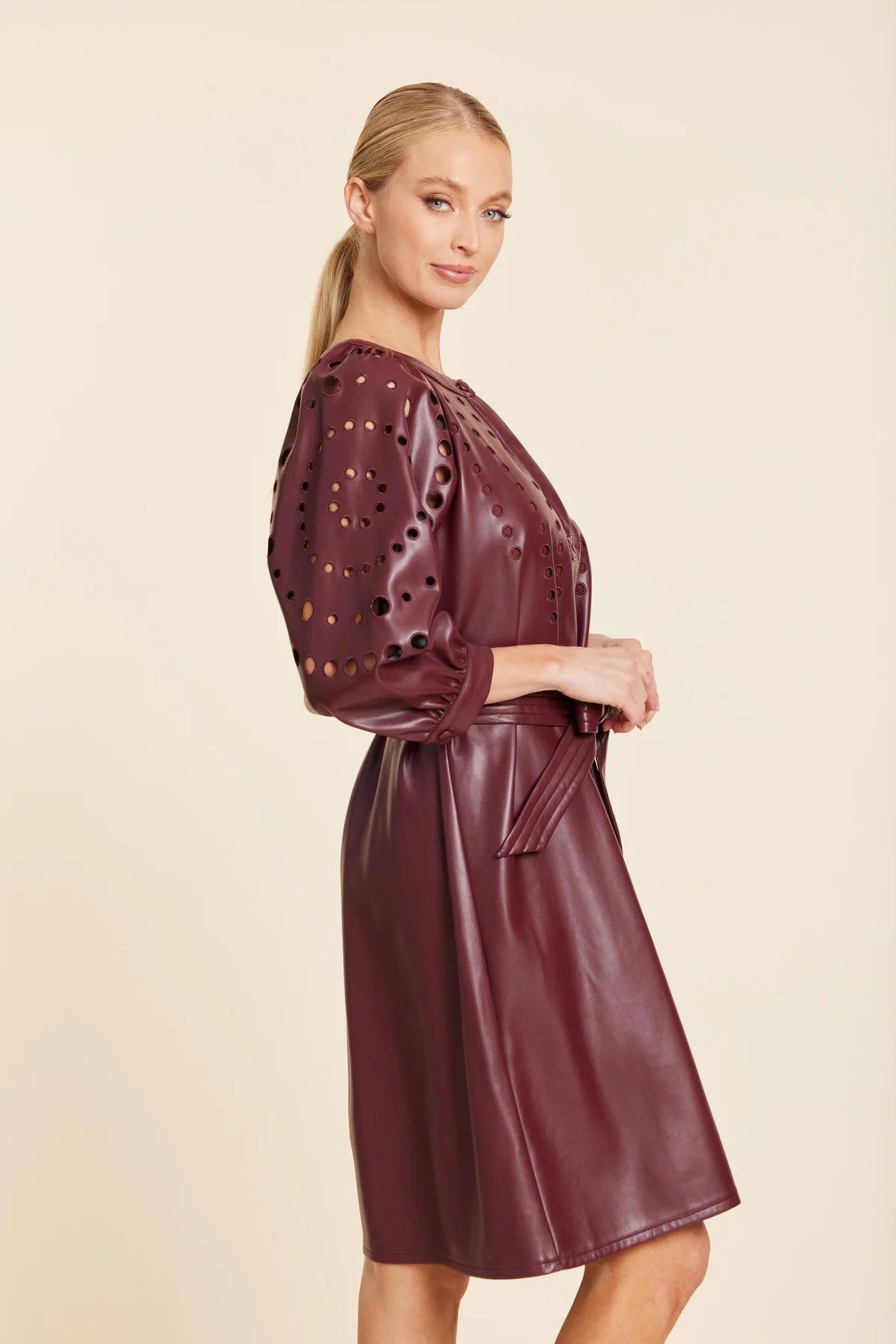 LEATHER CUTOUT CIRCLE DRESS