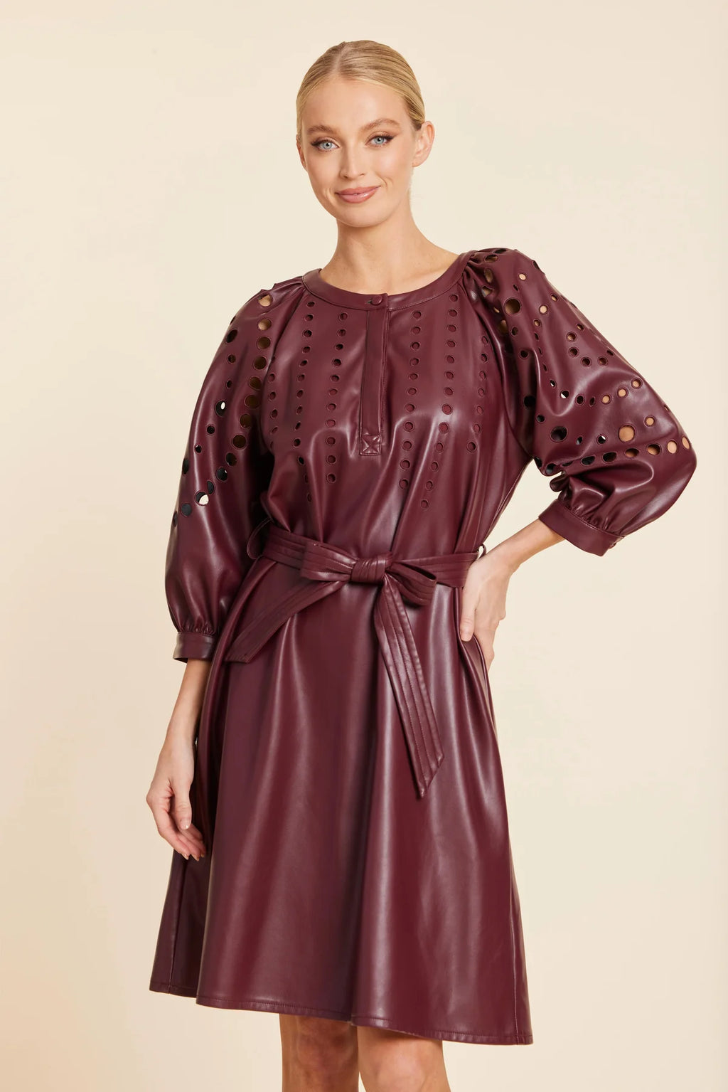 LEATHER CUTOUT CIRCLE DRESS