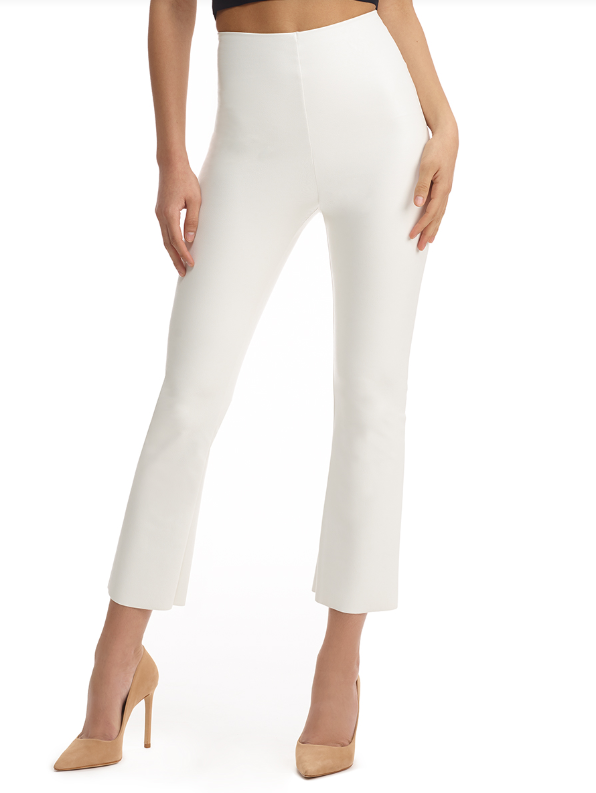 FAUX LEATHER CROPPED FLARE LEGGING