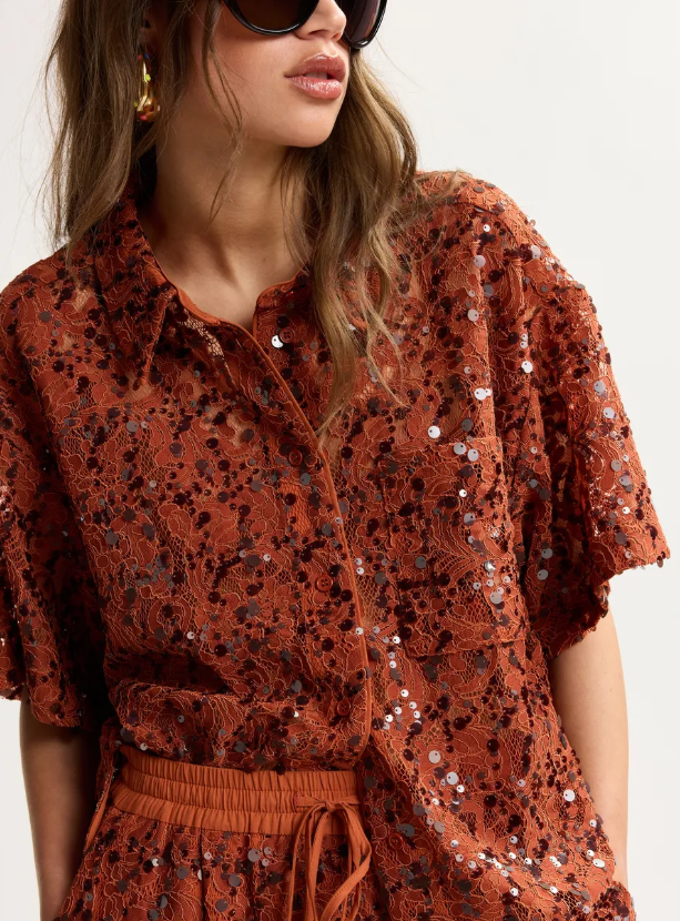 JOKS LACE SEQUIN SHIRT