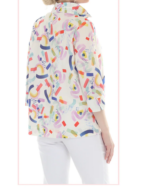 3/4 SLEEVE BUTTON DOWN BLOUSE