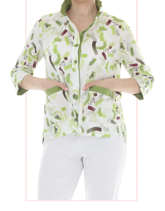 3/4 SLEEVE BUTTON DOWN BLOUSE