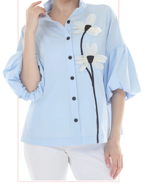 3/4 SLEEVE BUTTON DOWN BLOUSE