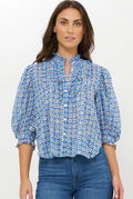 RUFFLE FRONT BUTTON BLOUSE