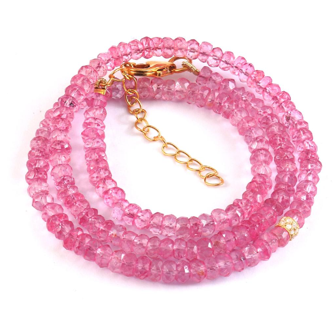 PINK TOPAZ BEADED NECKLACE