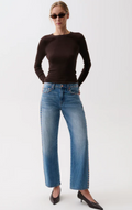 LEXI MID RISE BOWED STRAIGHT JEAN