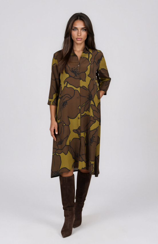 ARMY FLORAL MIDI DRESS