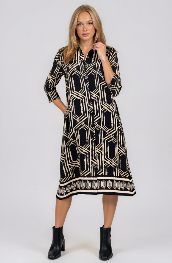 BUTTON UP MIDI DRESS