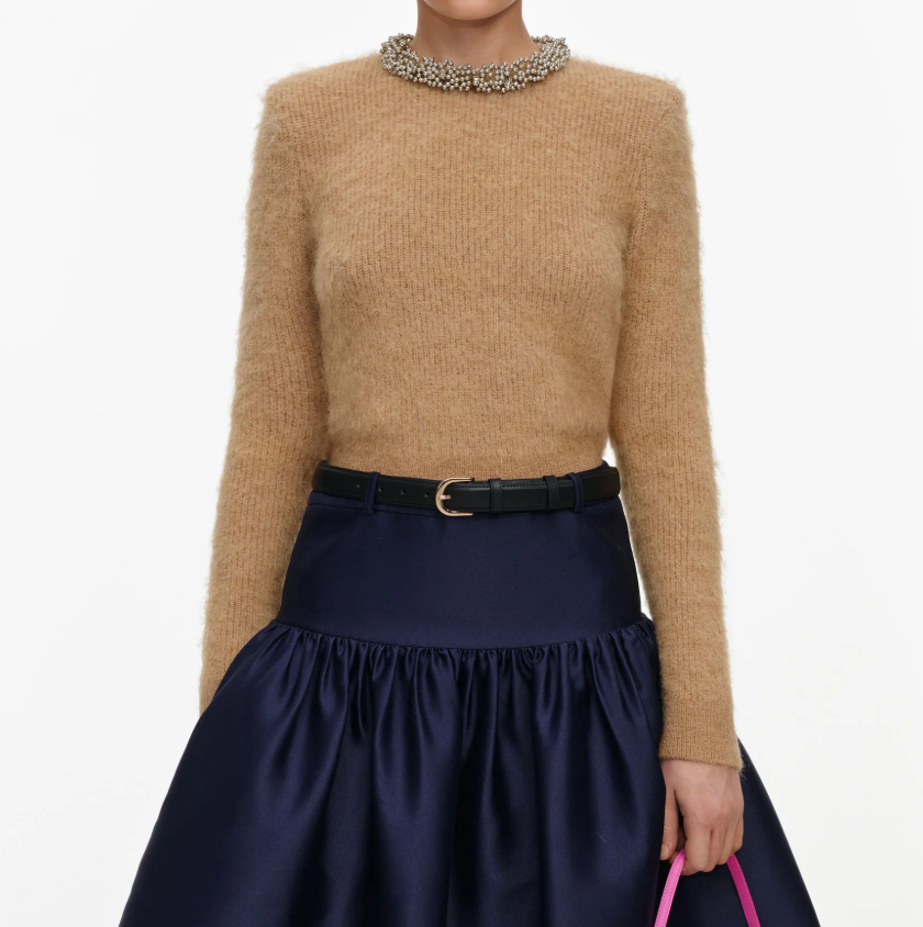 BROWN BEADED TRIM JUMPER