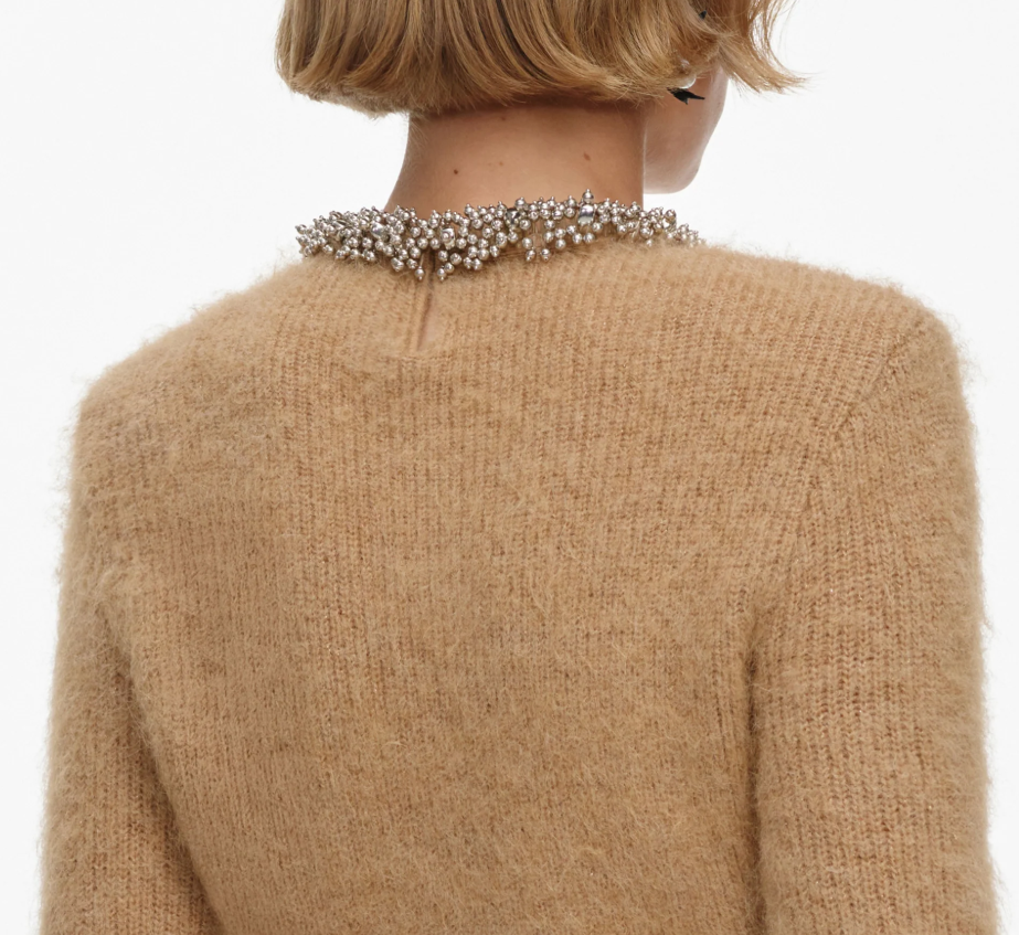 BROWN BEADED TRIM JUMPER