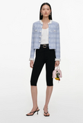 BLUE CHECK BEADED JACKET