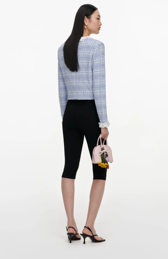 BLUE CHECK BEADED JACKET