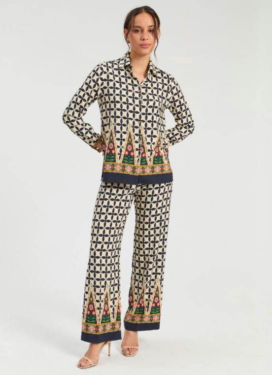 GEO FOLK PRINT BLOUSE