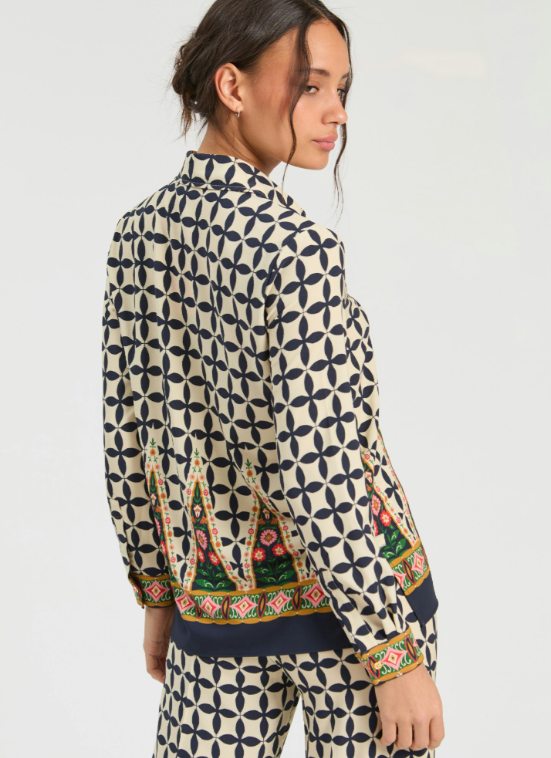 GEO FOLK PRINT BLOUSE