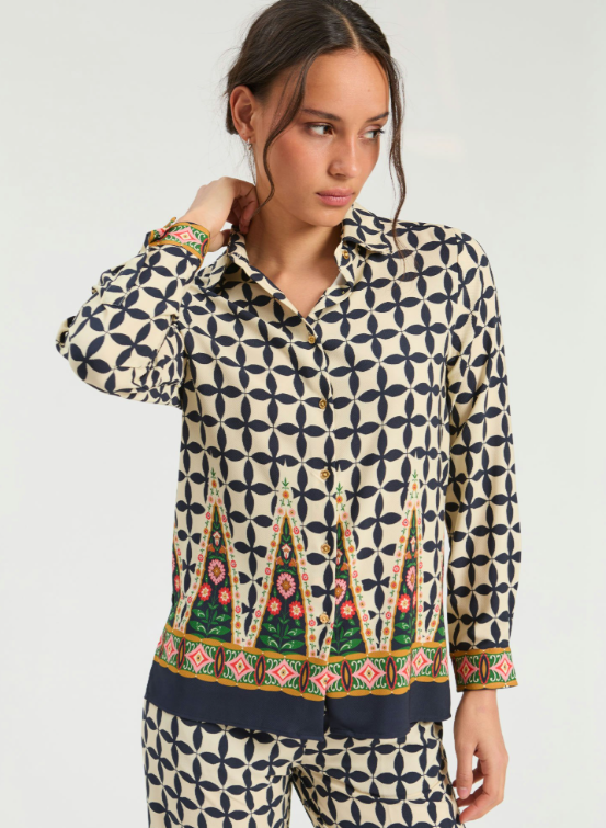 GEO FOLK PRINT BLOUSE