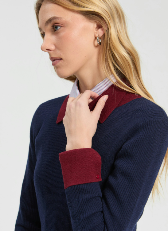 NAVY BURGUNDY SHIRT