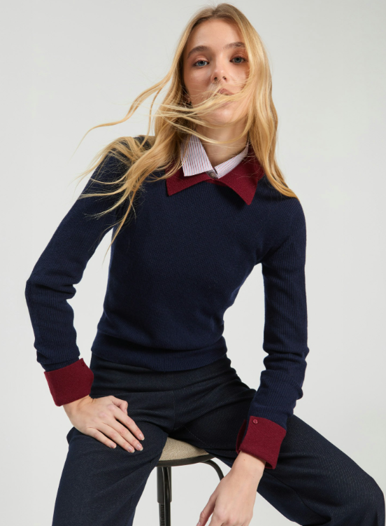 NAVY BURGUNDY SHIRT