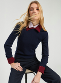 NAVY BURGUNDY SHIRT